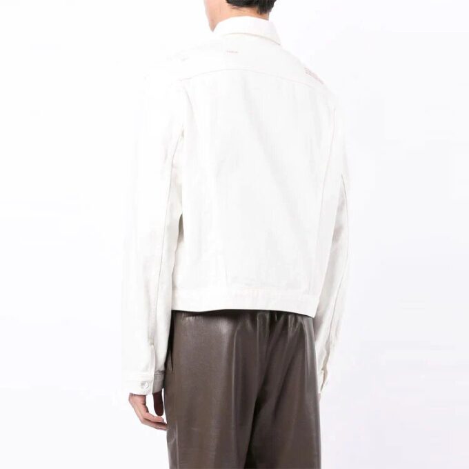 FW21 Chaqueta Denim recta de un solo color con botones, versión blanca
