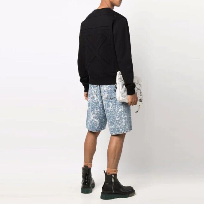 FW21 Cuello redondo con estampado de Arrows Versión jersey Negro