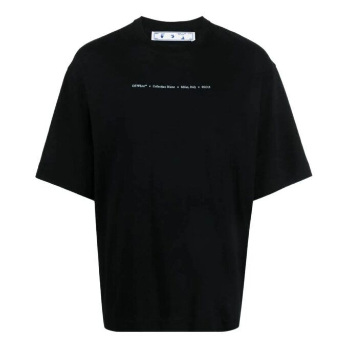FW21 Cuello redondo con estampado de letras, pantalones cortos, corte holgado, negro