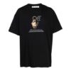 FW21 Cuello redondo con estampado de logotipo divertido, corte holgado, negro