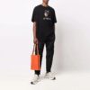 FW21 Cuello redondo con estampado de logotipo divertido, corte holgado, negro