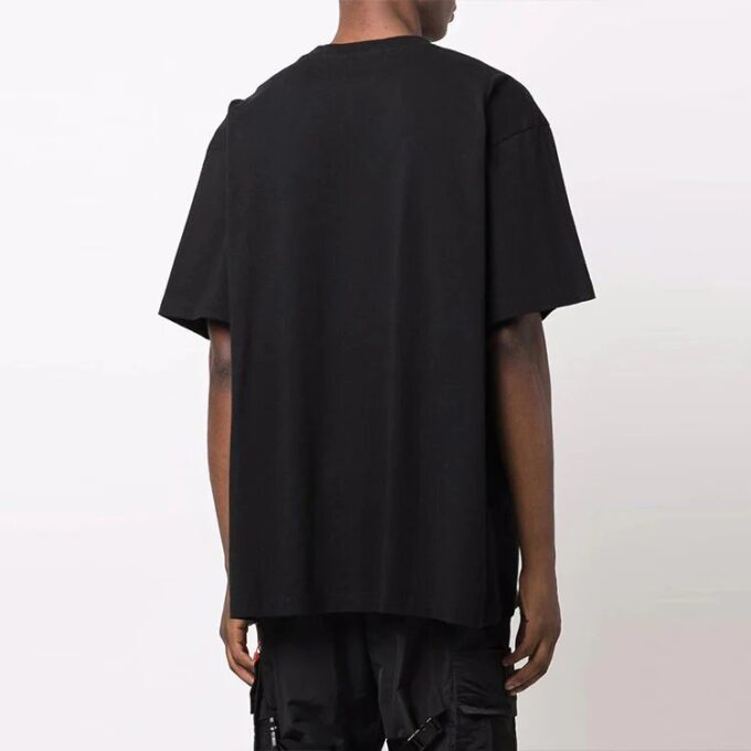 FW21 Cuello redondo con estampado de logotipo divertido, corte holgado, negro