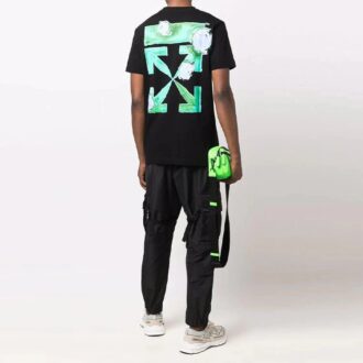 FW21 Estampado de flechas, letras, color liso, pantalones cortos, versión negra