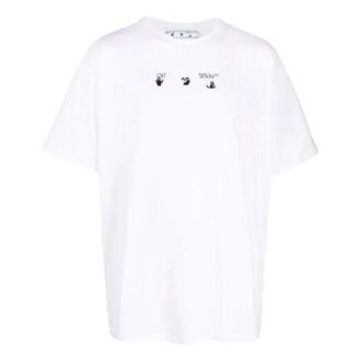 FW21 Estampado de flechas, pantalones cortos, corte holgado, blanco
