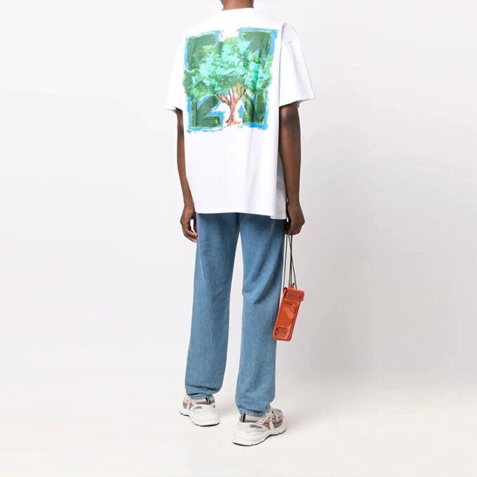 FW21 Estampado de flechas, pantalones cortos, corte holgado, blanco