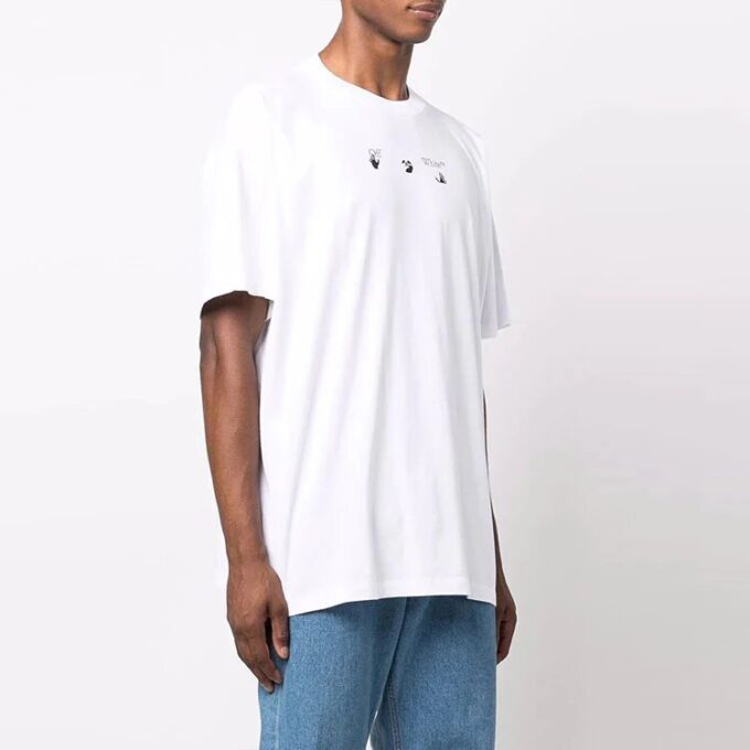 FW21 Estampado de flechas, pantalones cortos, corte holgado, blanco