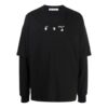 FW21 Estampado de letras, cuello redondo, manga larga, negro