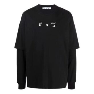 FW21 Estampado de letras, cuello redondo, manga larga, negro