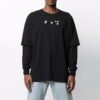 FW21 Estampado de letras, cuello redondo, manga larga, negro