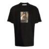 FW21 Estampado de letras Cuello redondo Pantalones Cortos Corte holgado Negro