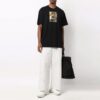 FW21 Estampado de letras Cuello redondo Pantalones Cortos Corte holgado Negro