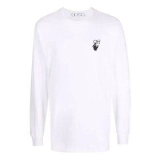 FW21 Jersey de cuello redondo con estampado, manga larga, versión blanca