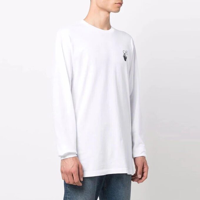 FW21 Jersey de cuello redondo con estampado, manga larga, versión blanca