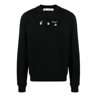 FW21 Logo Cuello redondo Manga larga Corte holgado Negro