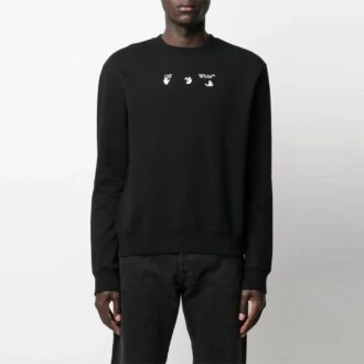 FW21 Logo Cuello redondo Manga larga Corte holgado Negro