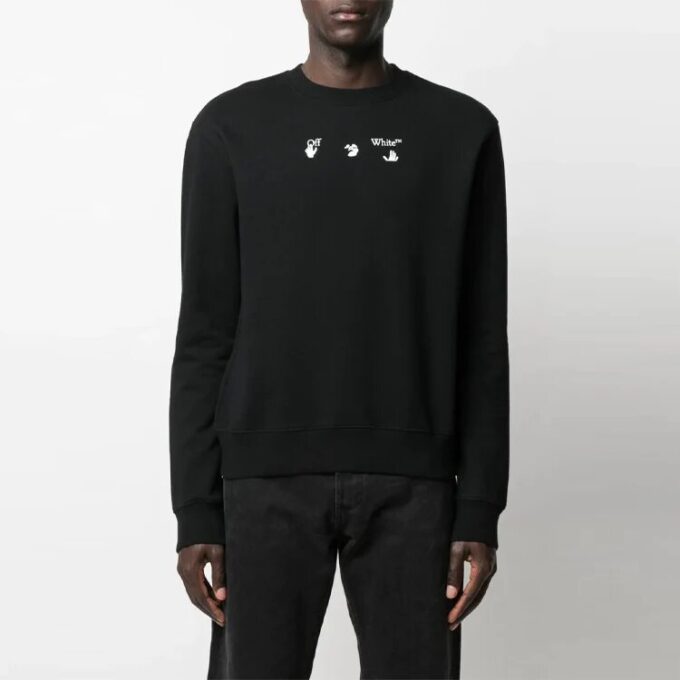 FW21 Logo Cuello redondo Manga larga Corte holgado Negro
