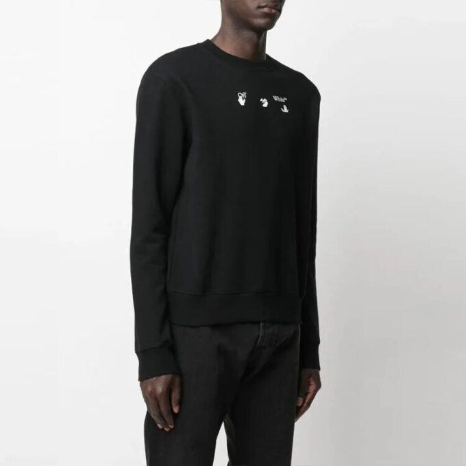 FW21 Logo Cuello redondo Manga larga Corte holgado Negro
