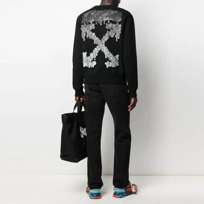 FW21 Logo Cuello redondo Manga larga Corte holgado Negro