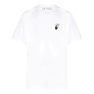FW21 Logotipo flecha, cuello redondo, pantalones cortos, corte holgado, blanco