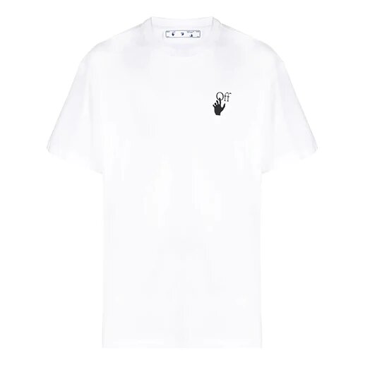 FW21 Logotipo flecha, cuello redondo, pantalones cortos, corte holgado, blanco