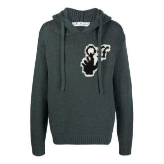 FW21 Sudadera con capucha de punto con logotipo, versión estándar, verde