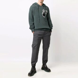 FW21 Sudadera con capucha de punto con logotipo, versión estándar, verde