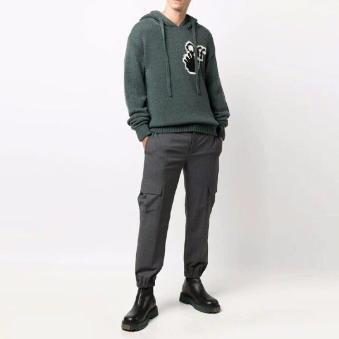 FW21 Sudadera con capucha de punto con logotipo, versión estándar, verde