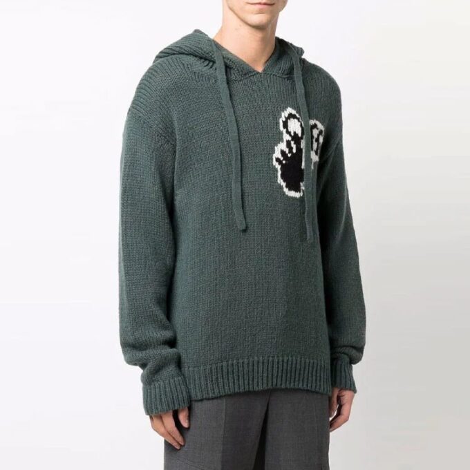 FW21 Sudadera con capucha de punto con logotipo, versión estándar, verde
