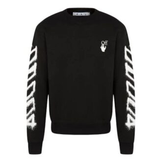 FW21 Versión clásica de algodón con estampado de Arrows, cuello redondo y manga larga, negro