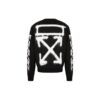 FW21 Versión clásica de algodón con estampado de Arrows, cuello redondo y manga larga, negro