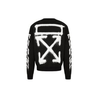 FW21 Versión clásica de algodón con estampado de Arrows, cuello redondo y manga larga, negro