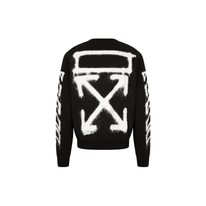 FW21 Versión clásica de algodón con estampado de Arrows, cuello redondo y manga larga, negro
