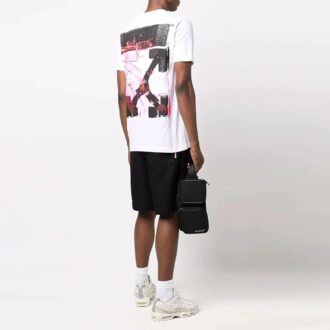 FW21 Versión de pantalones cortos con estampado de flechas, color blanco