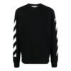 FW22 Jersey de cuello redondo con estampado de rayas en forma de flecha, versión de manga larga, negro