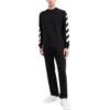 FW22 Jersey de cuello redondo con estampado de rayas en forma de flecha, versión de manga larga, negro
