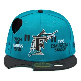 Gorra azul de Off-White para hombre, MLB New Era, estilo crossover, con logo bordado y aberturas