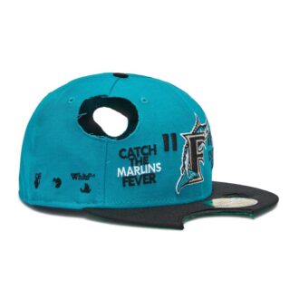 Gorra azul de Off-White para hombre, MLB New Era, estilo crossover, con logo bordado y aberturas