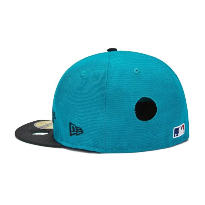 Gorra azul de Off-White para hombre, MLB New Era, estilo crossover, con logo bordado y aberturas