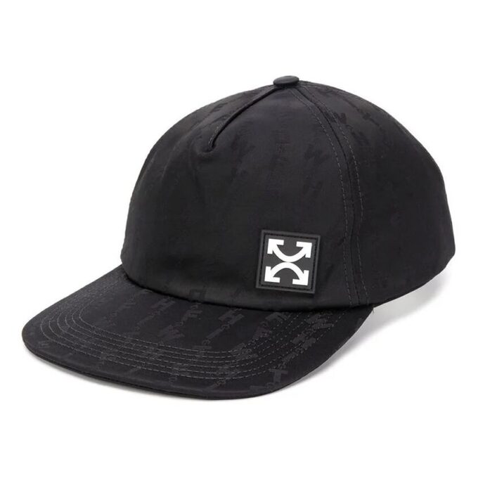 Gorra con visera y apliques de algodón, color negro