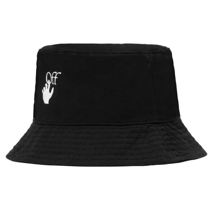 Gorra de pescador unisex con estampado de logotipo, negra
