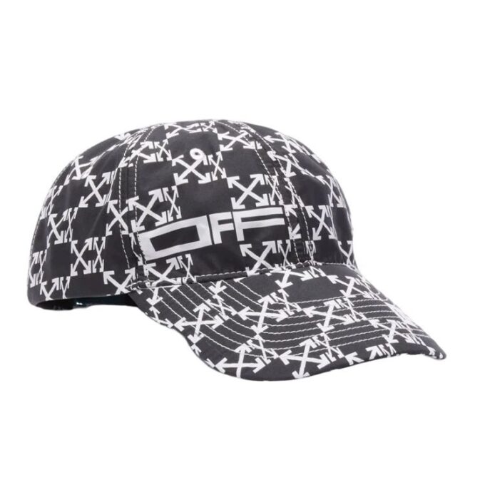 Gorra Off-White para hombre con estampado de flechas en negro y blanco