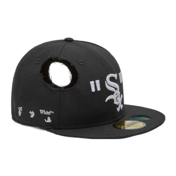 Gorra Off-White para hombre x MLB x New Era Crossover Hole Wool negra