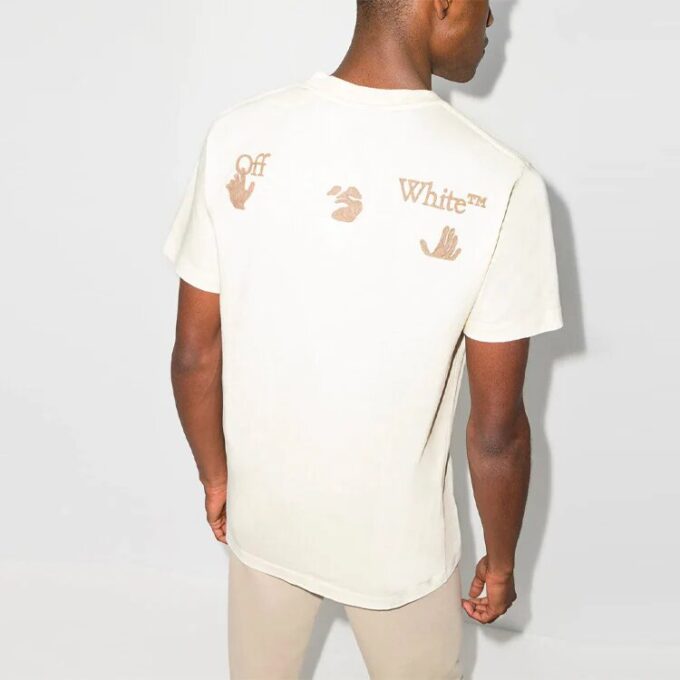 Hombre Off-White x Browns 50 Logo cruzado estampado Cuello redondo Pantalones Cortos Versión estándar Blanco