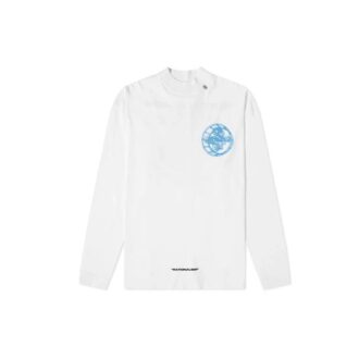 Impresión de logotipo en 3D, cuello redondo, manga larga, unisex, blanco