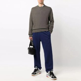 Jersey básico de lana sin capucha Off-White para hombre, corte holgado, marrón