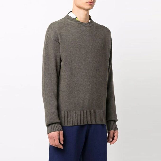 Jersey básico de lana sin capucha Off-White para hombre, corte holgado, marrón
