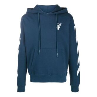 Jersey con capucha y estampado de rayas diagonales para hombre, azul