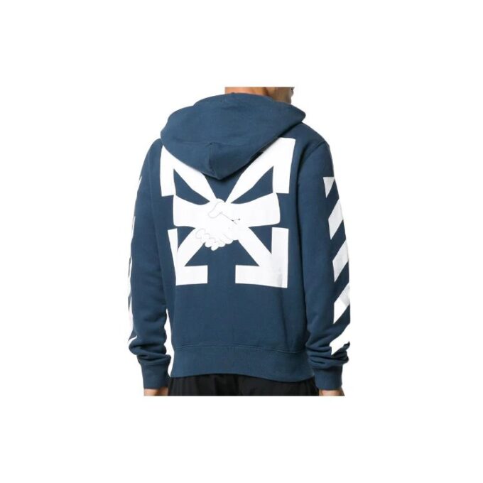 Jersey con capucha y estampado de rayas diagonales para hombre, azul