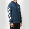 Jersey con capucha y estampado de rayas diagonales para hombre, azul