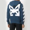 Jersey con capucha y estampado de rayas diagonales para hombre, azul